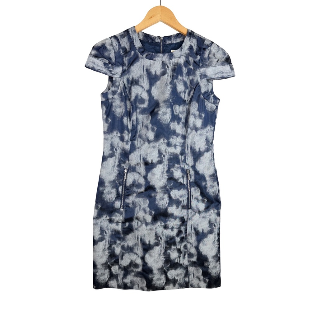 Michael Kors Asbstract Print Sheath Dress size‎ 2 Blue/Silver